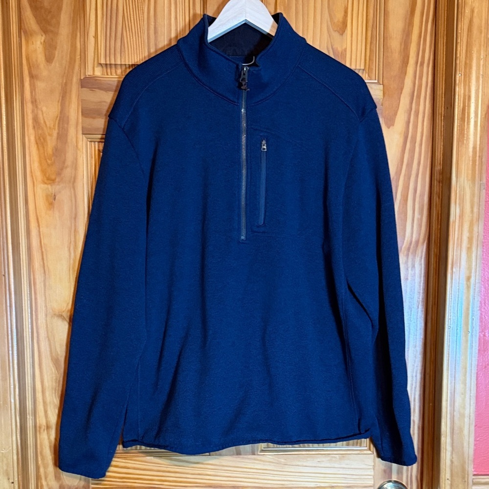 Lands' End Men's Dark Blue Half Zip Fleece Sweater